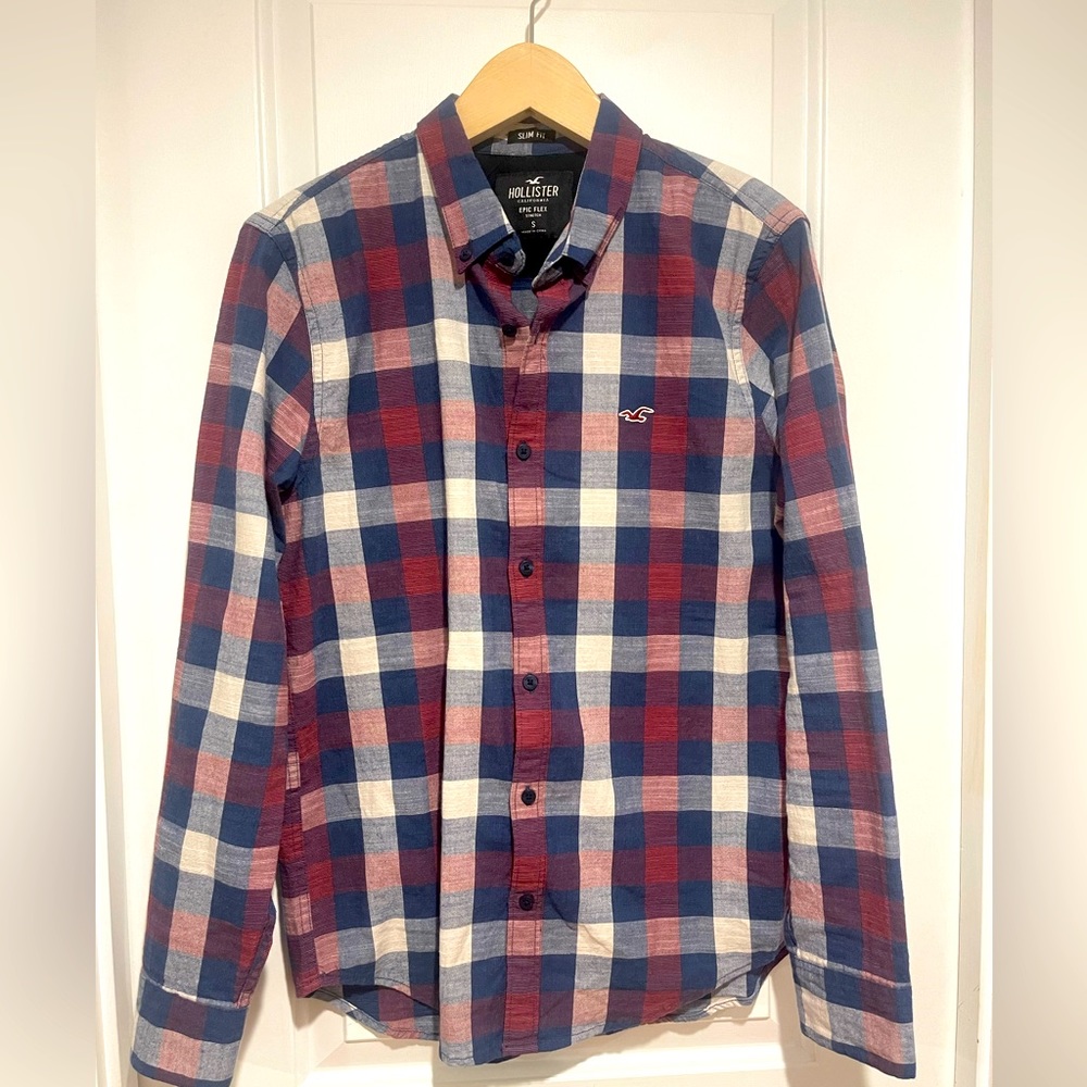 HOLLISTER Men’s Button Down Plaid Shirt Size S